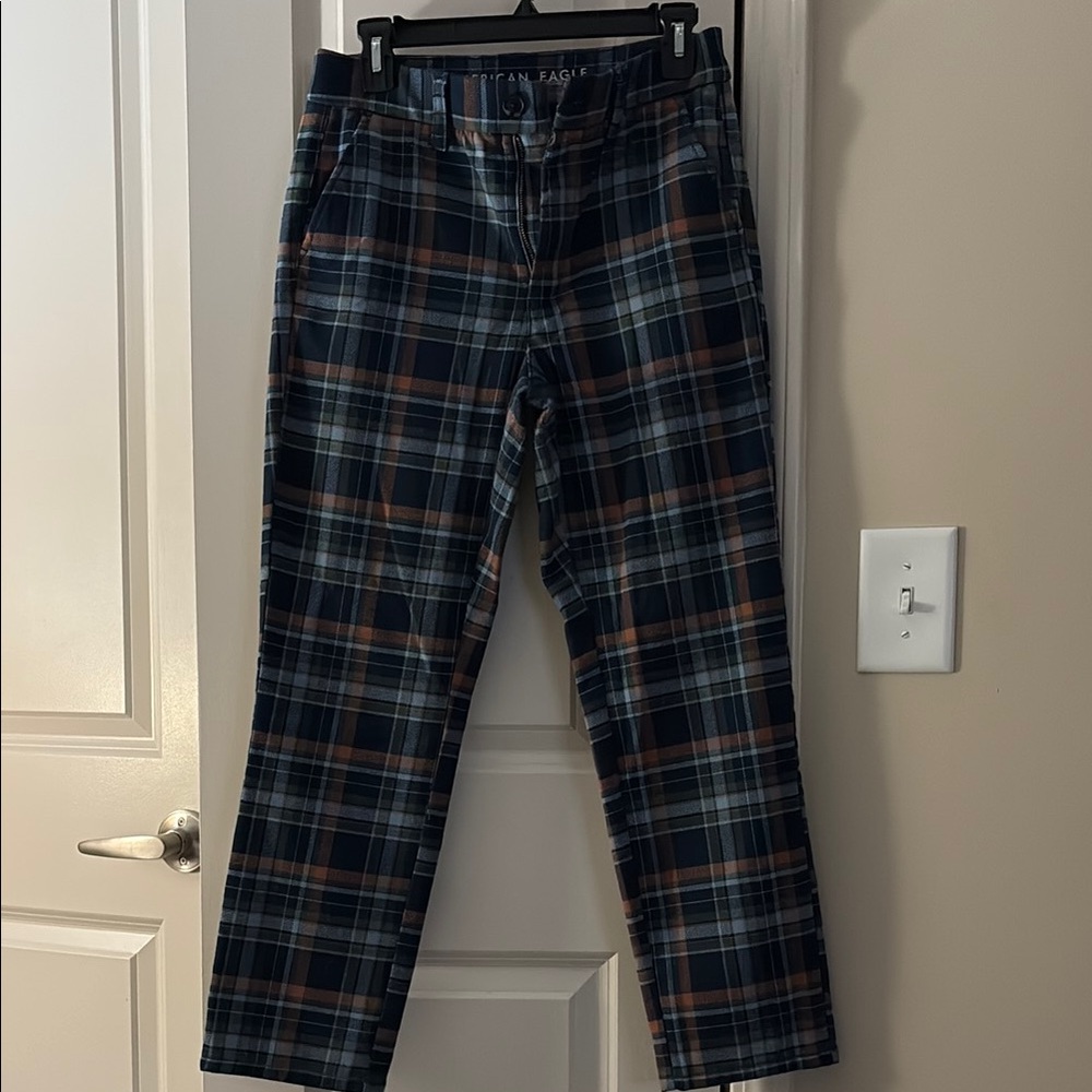 American Eagle Outfitters Women’s Plaid Pants - Blue and Brown